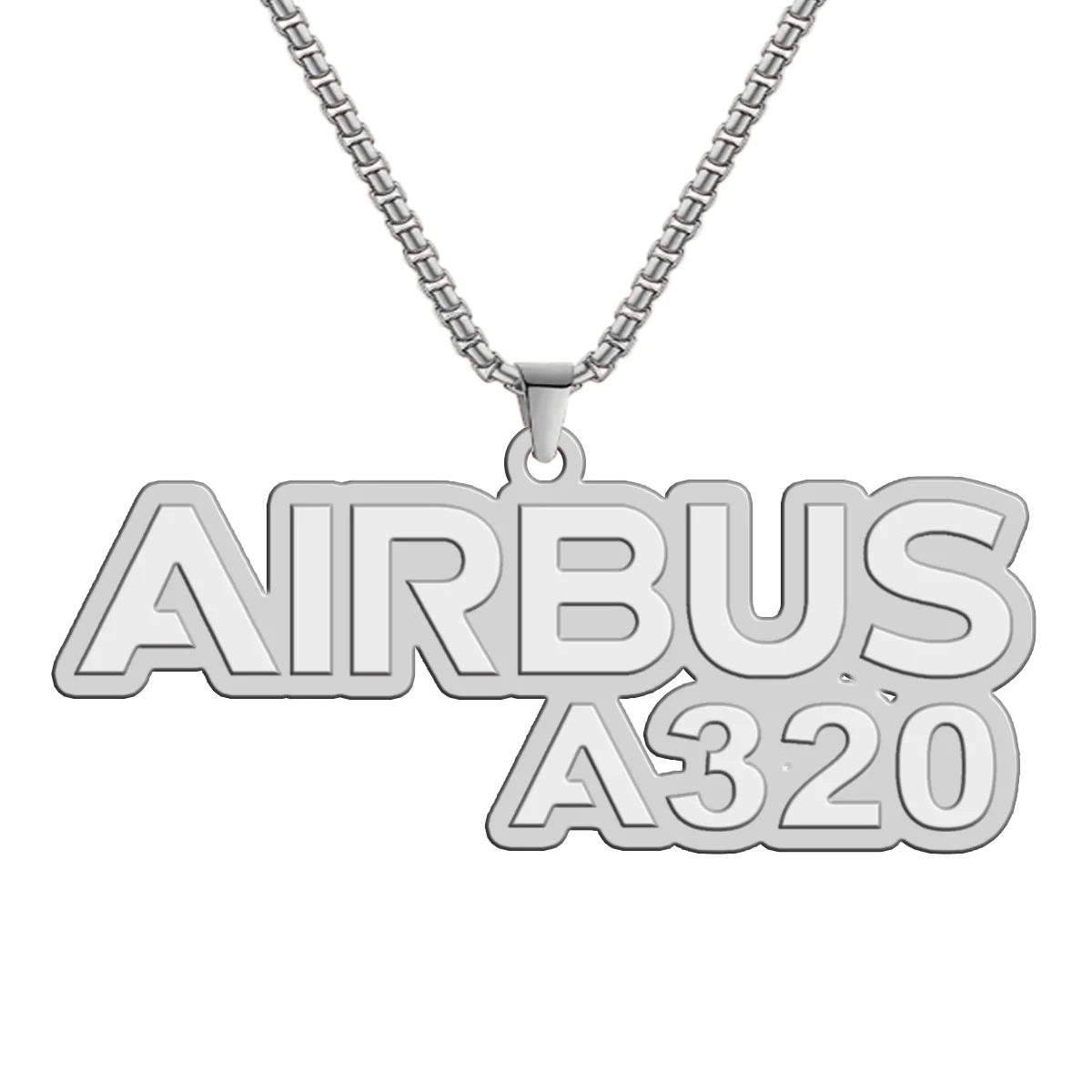 Airbus A320 & Text Designed Hollow Necklace - Image 2