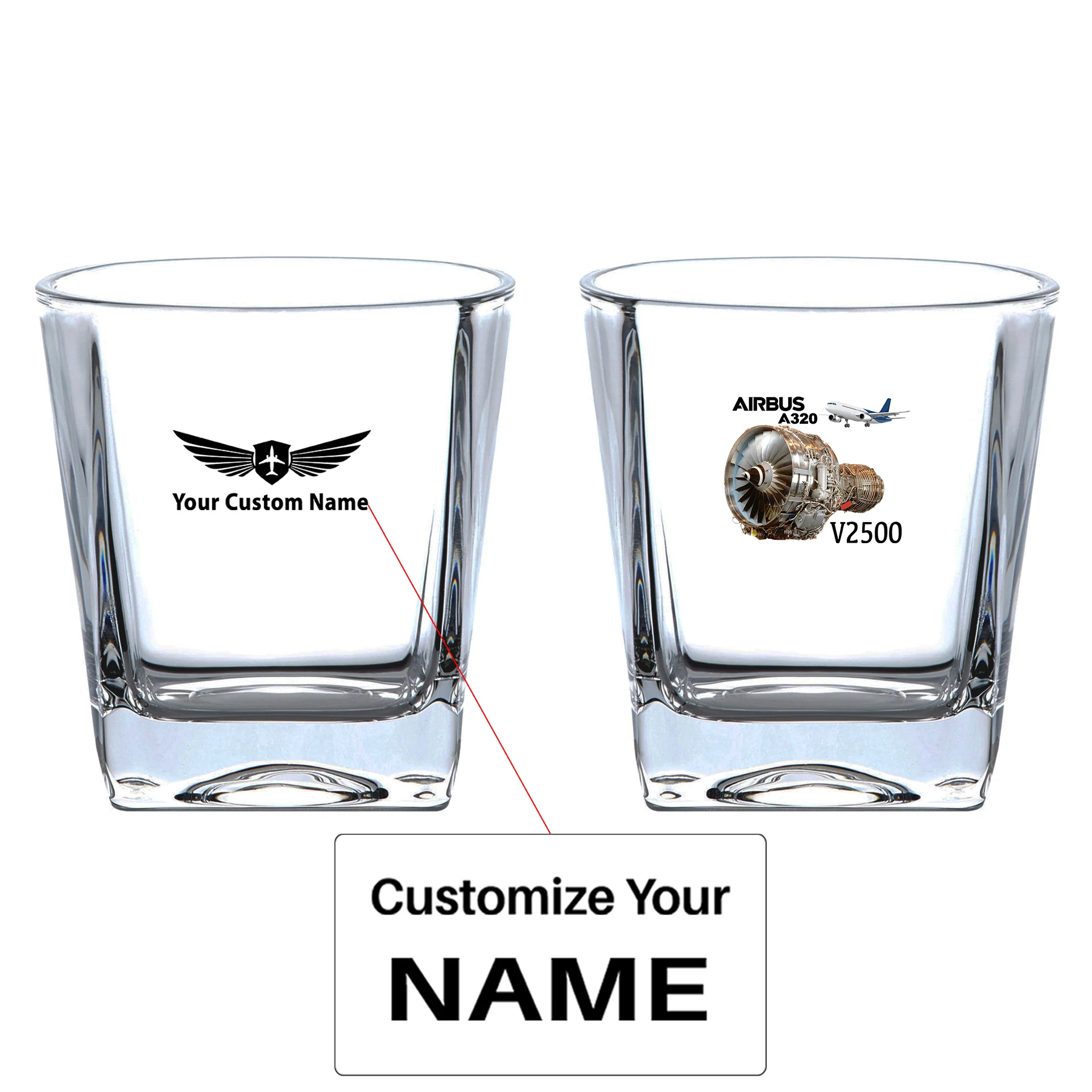 Airbus A320 & V2500 Engine Designed Whiskey Glass