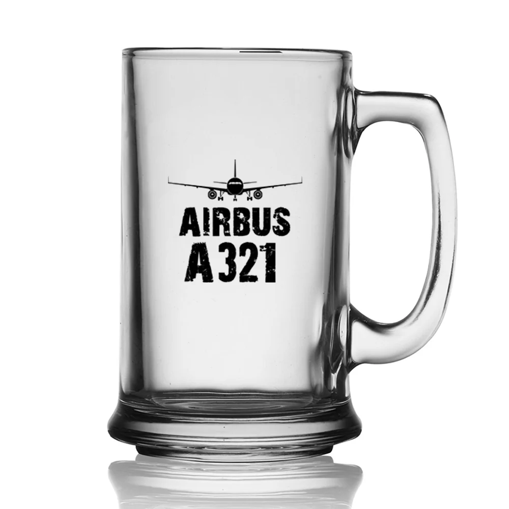 Airbus A321 & Plane Designed Beer Glass with Holder - Image 2