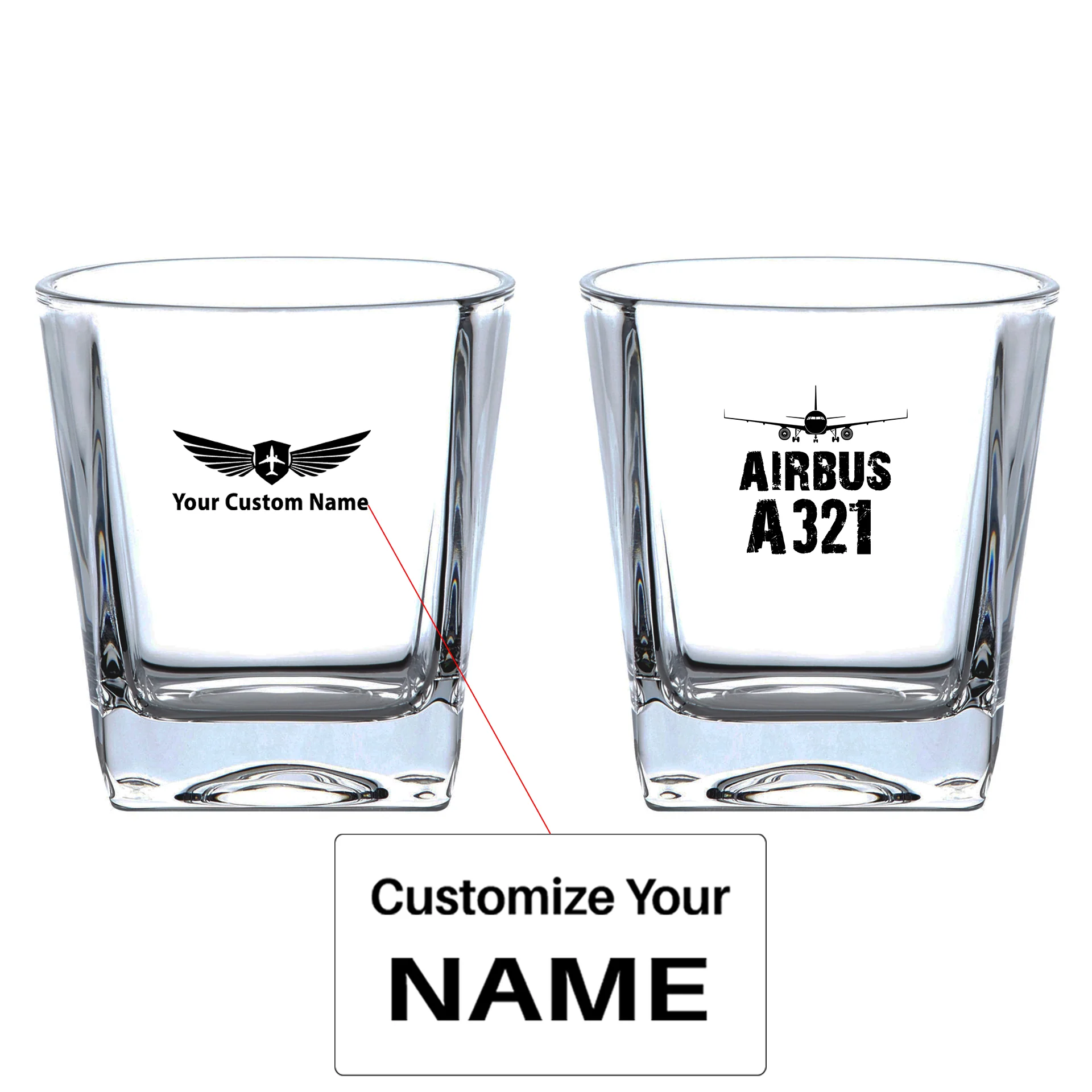 Airbus A321 & Plane Designed Whiskey Glass