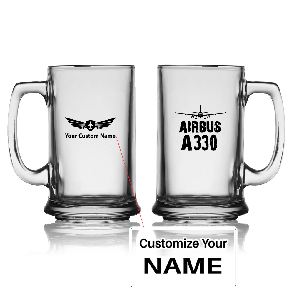 Airbus A330 & Plane Designed Beer Glass with Holder