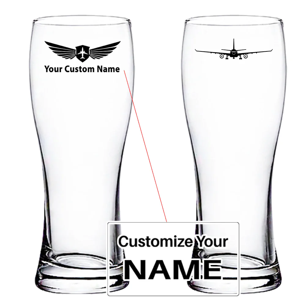 Airbus A330 Silhouette Designed Pilsner Beer Glasses