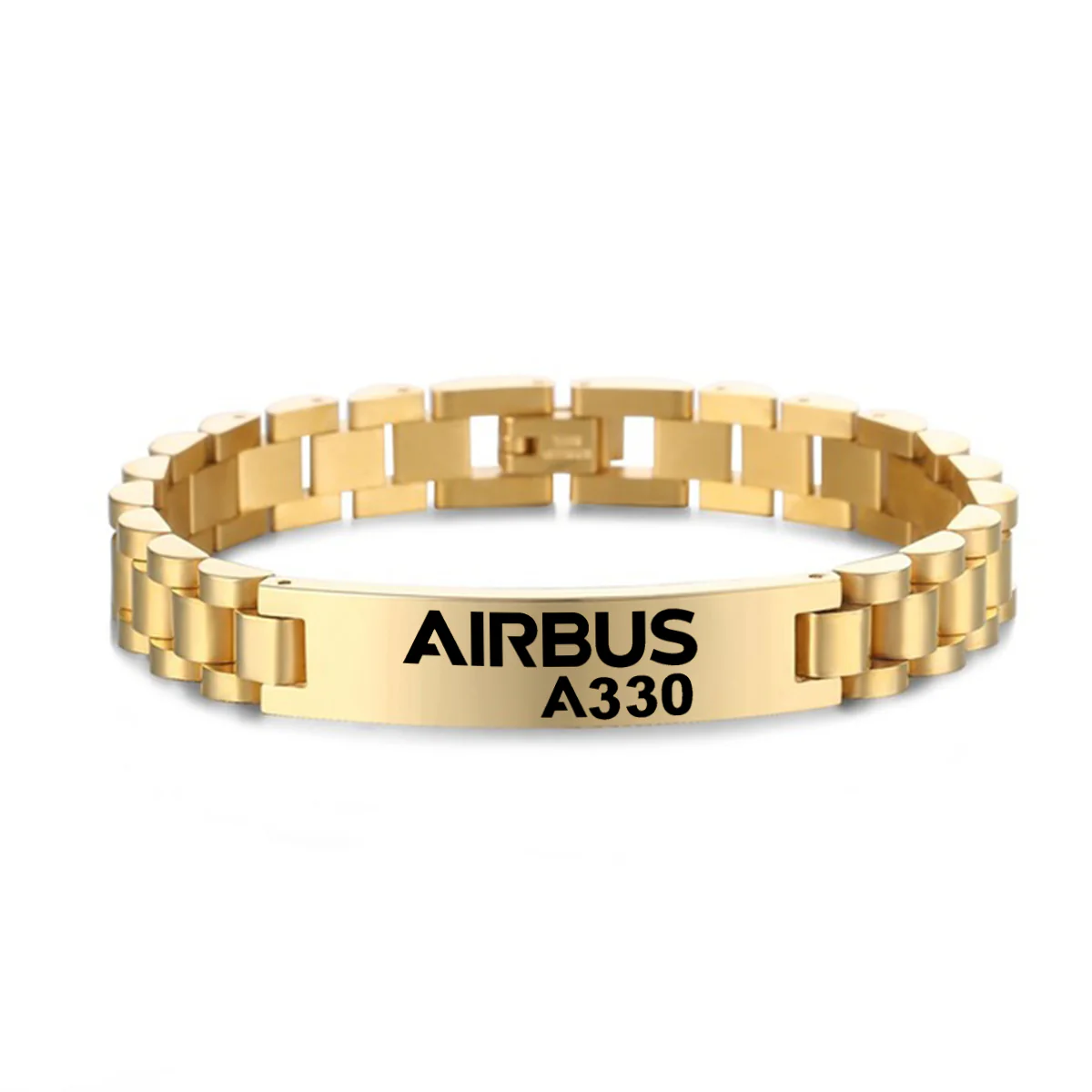 Airbus A330 & Text Designed Stainless Steel Chain Bracelets - Image 4
