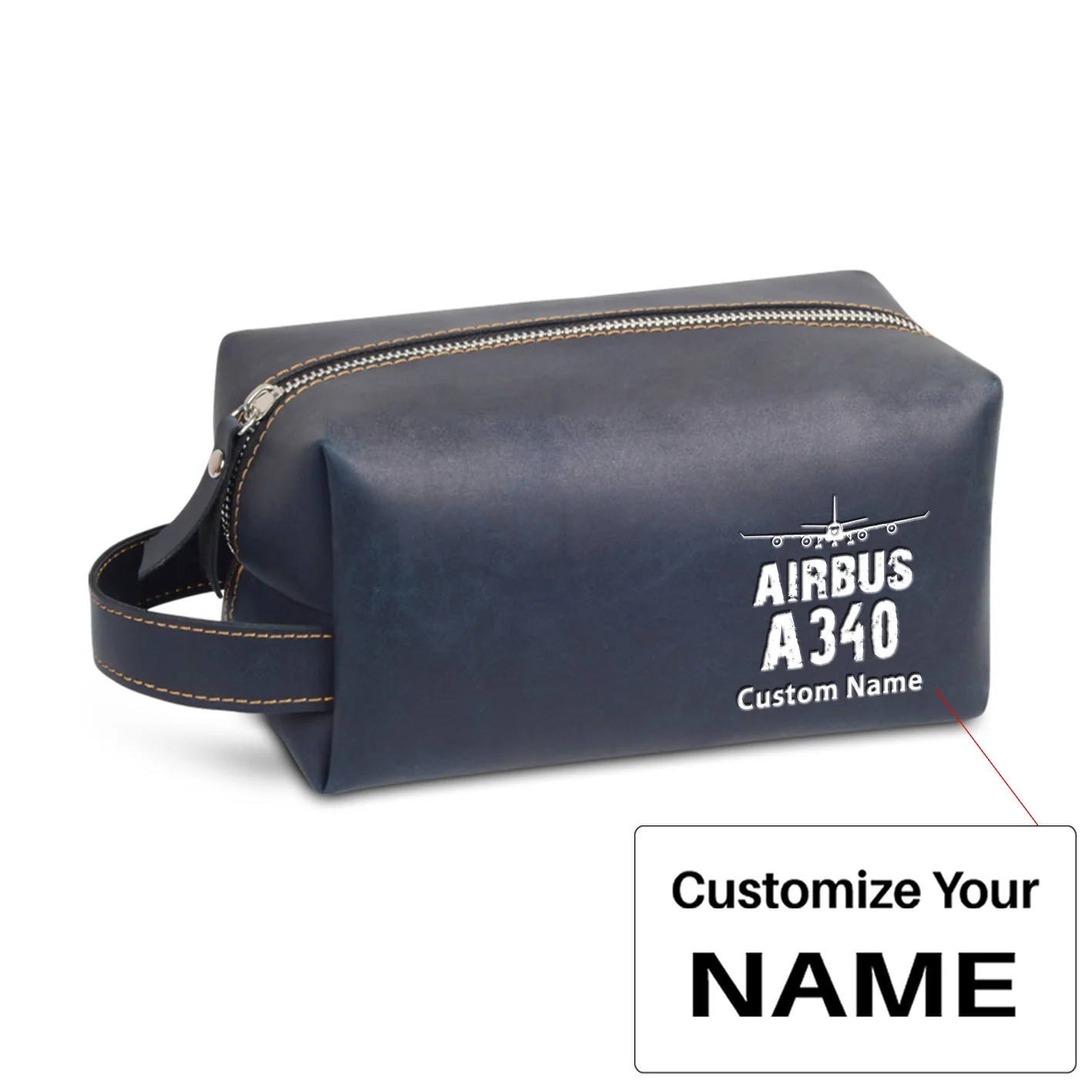 Airbus A340 & Plane Designed Leather Clutch Toiletry Bag - Image 3
