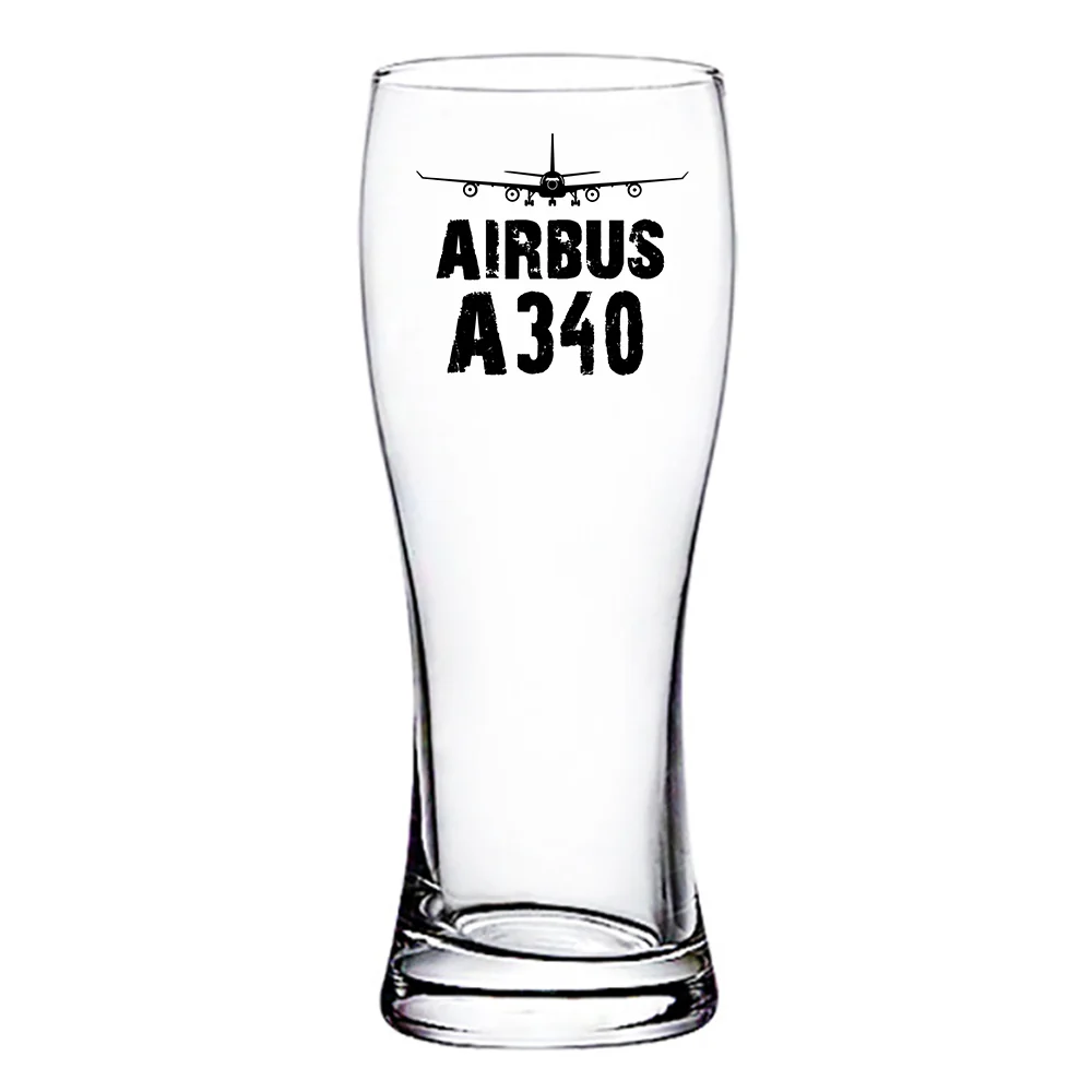 Airbus A340 & Plane Designed Pilsner Beer Glasses - Image 2
