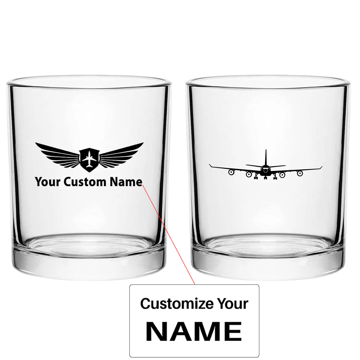 Airbus A340 Silhouette Designed Special Whiskey Glasses