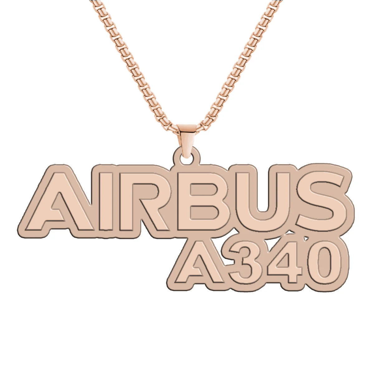 Airbus A340 & Text Designed Hollow Necklace - Image 3