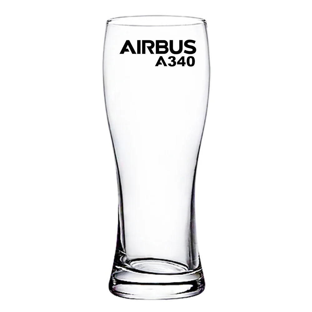 Airbus A340 & Text Designed Pilsner Beer Glasses - Image 2