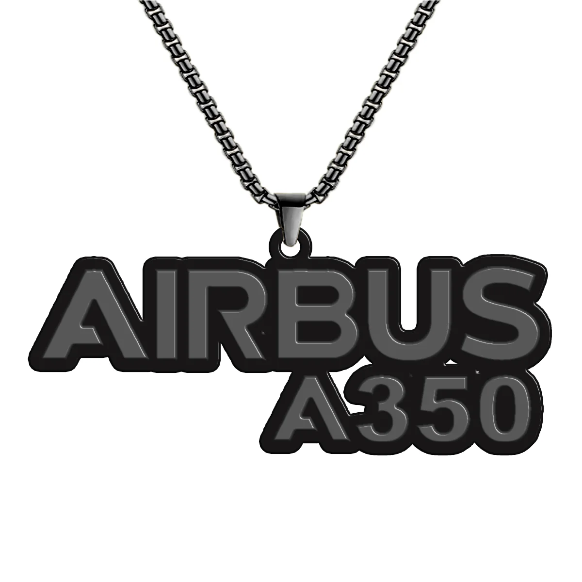 Airbus A350 & Text Designed Hollow Necklace - Image 4