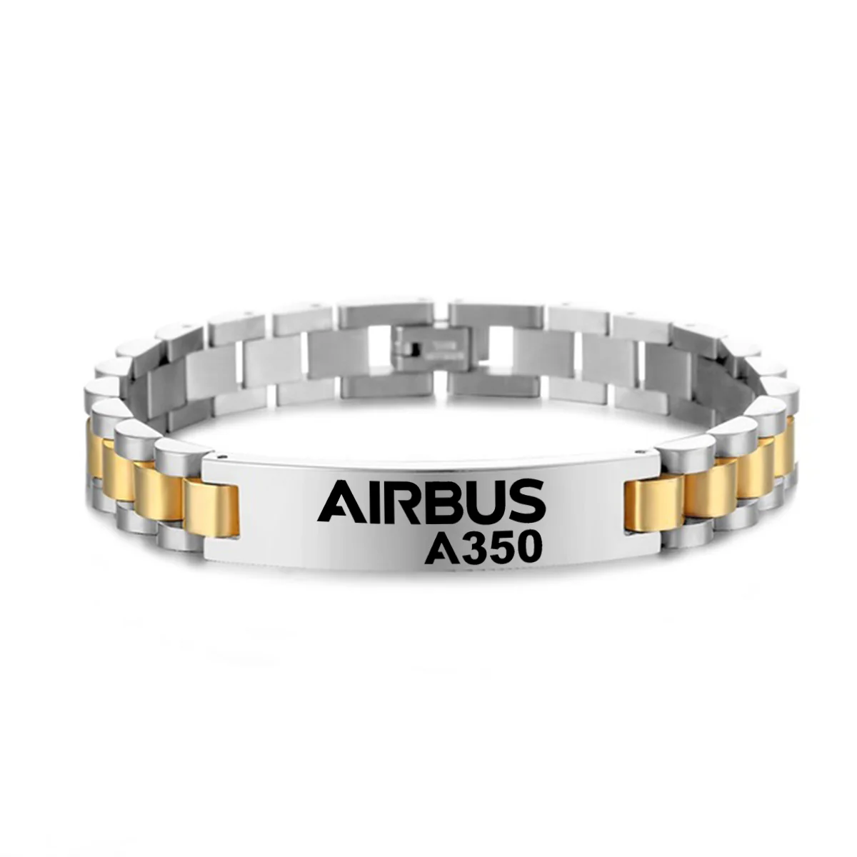 Airbus A350 & Text Designed Stainless Steel Chain Bracelets - Image 3
