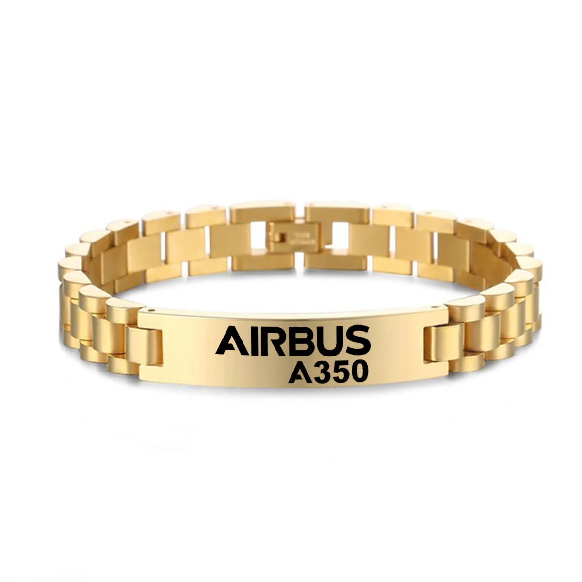 Airbus A350 & Text Designed Stainless Steel Chain Bracelets - Image 4