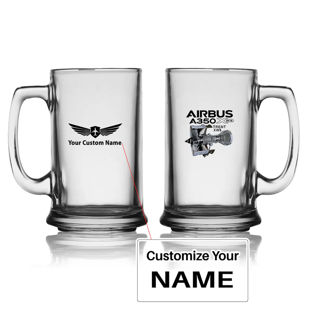 Airbus A350 & Trent Wxb Engine Designed Beer Glass with Holder