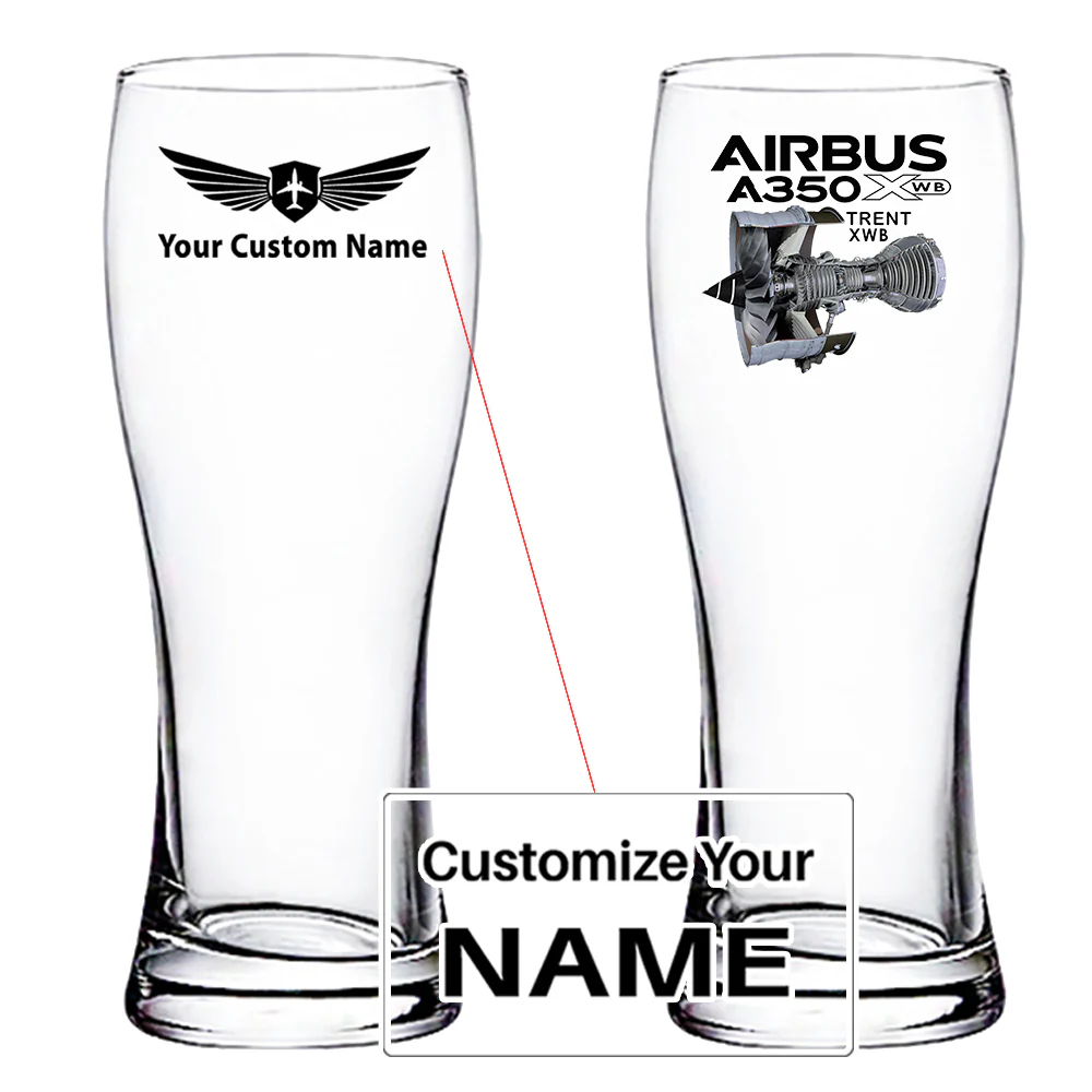 Airbus A350 & Trent Wxb Engine Designed Pilsner Beer Glasses