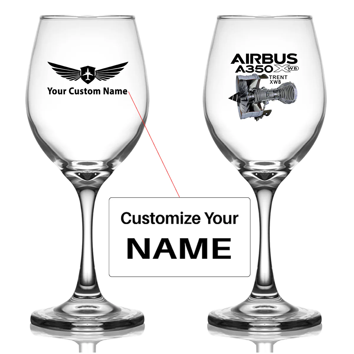 Airbus A350 & Trent Wxb Engine Designed Wine Glasses