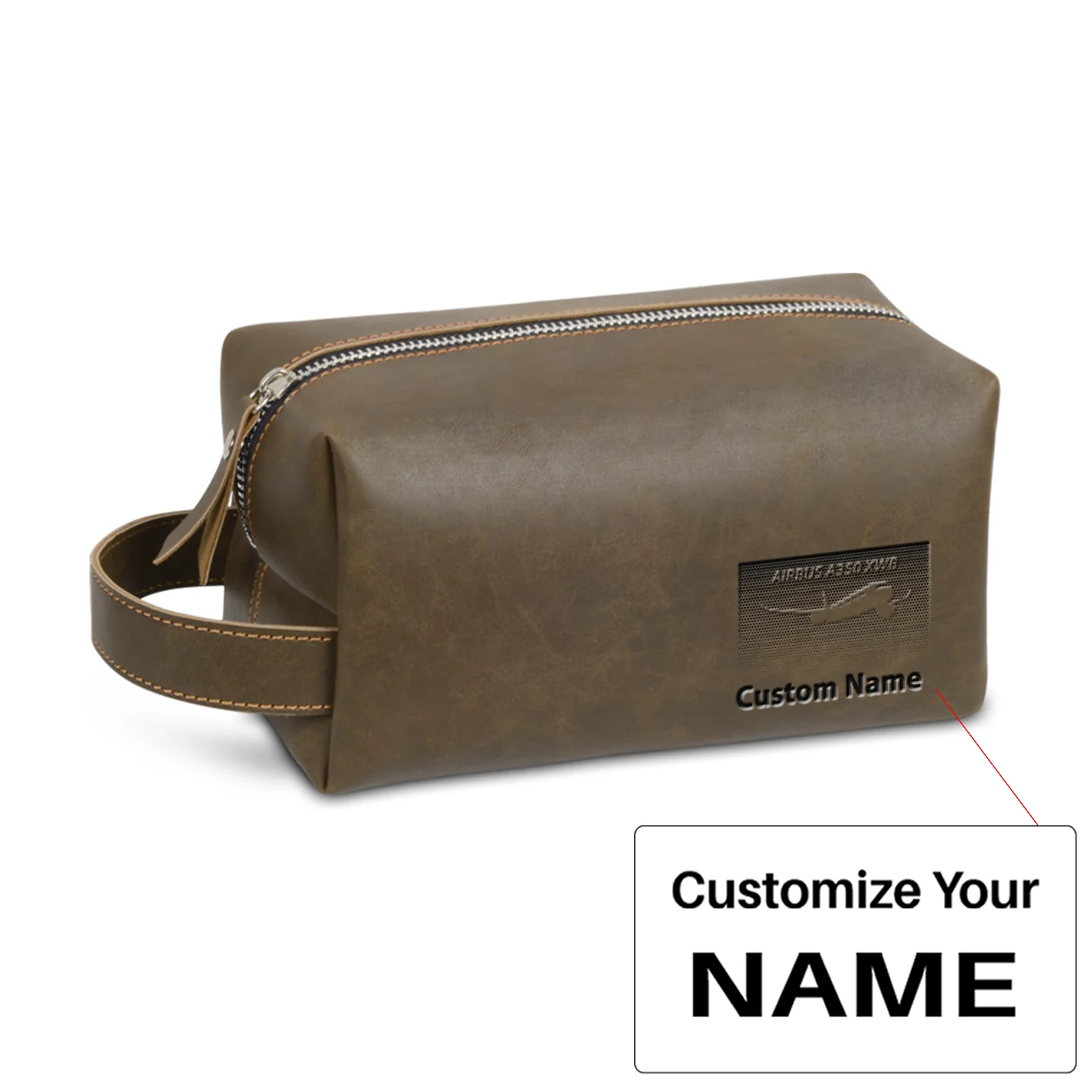 Airbus A350XWB & Dots Designed Leather Clutch Toiletry Bag - Image 5