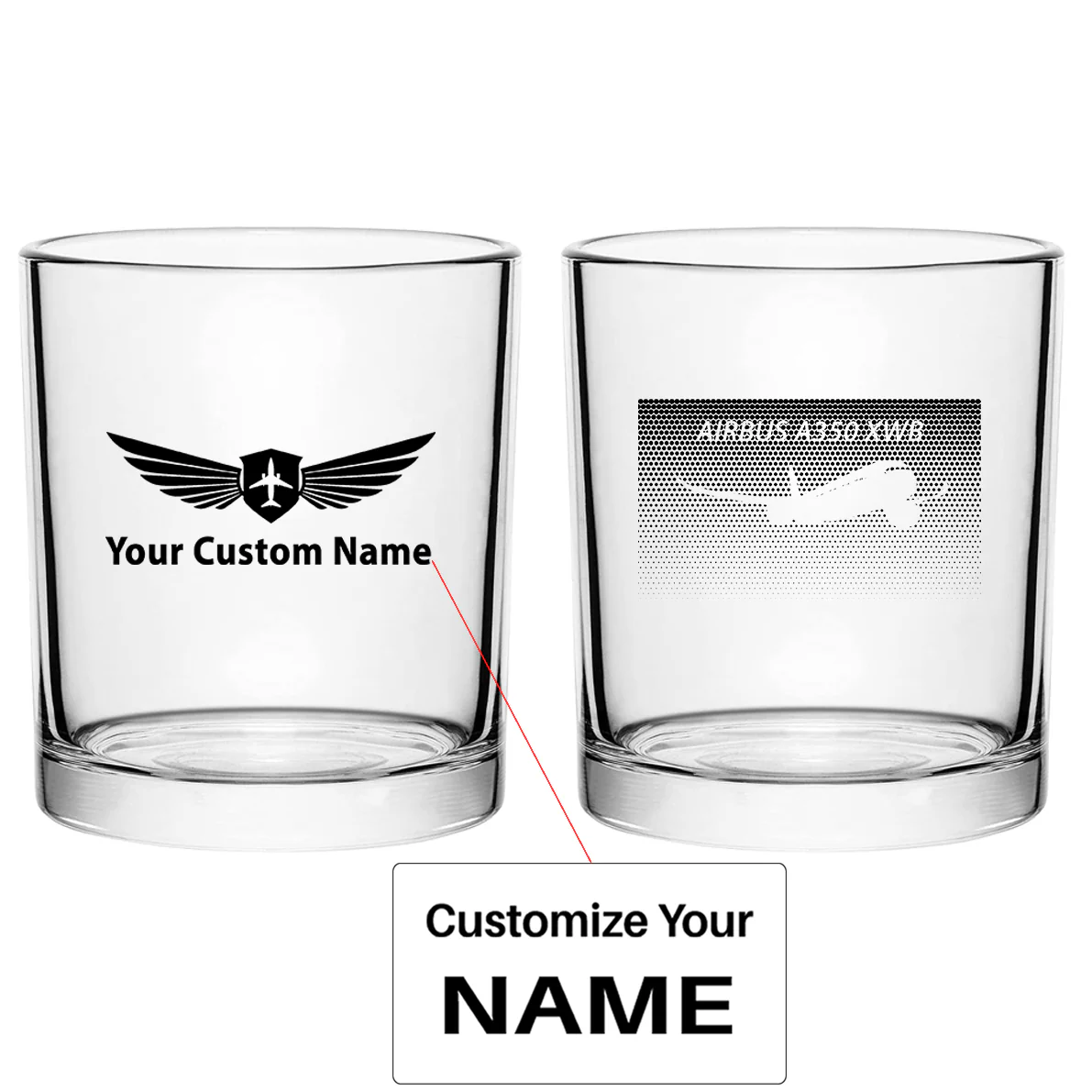 Airbus A350XWB & Dots Designed Special Whiskey Glasses