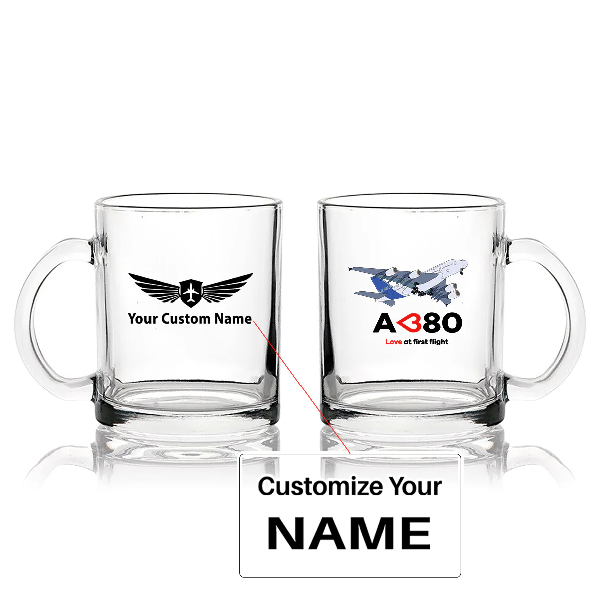 Airbus A380 Love at first flight Designed Coffee & Tea Glasses