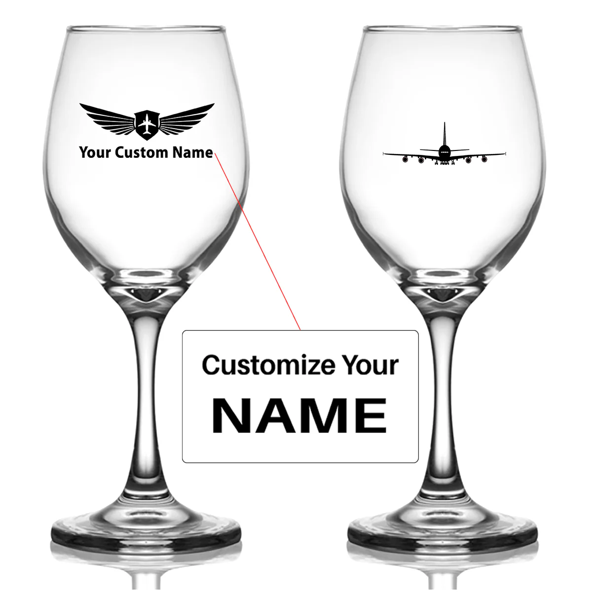 Airbus A380 Silhouette Designed Wine Glasses