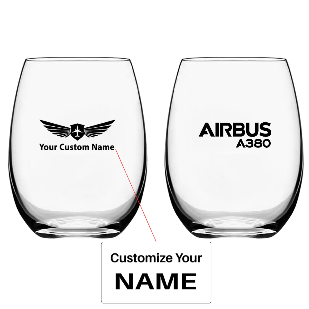 Airbus A380 & Text Designed Water & Drink Glasses