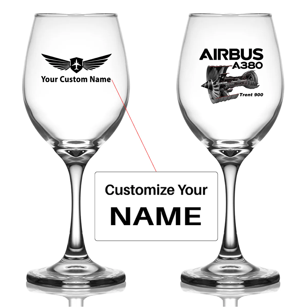 Airbus A380 & Trent 900 Engine Designed Wine Glasses