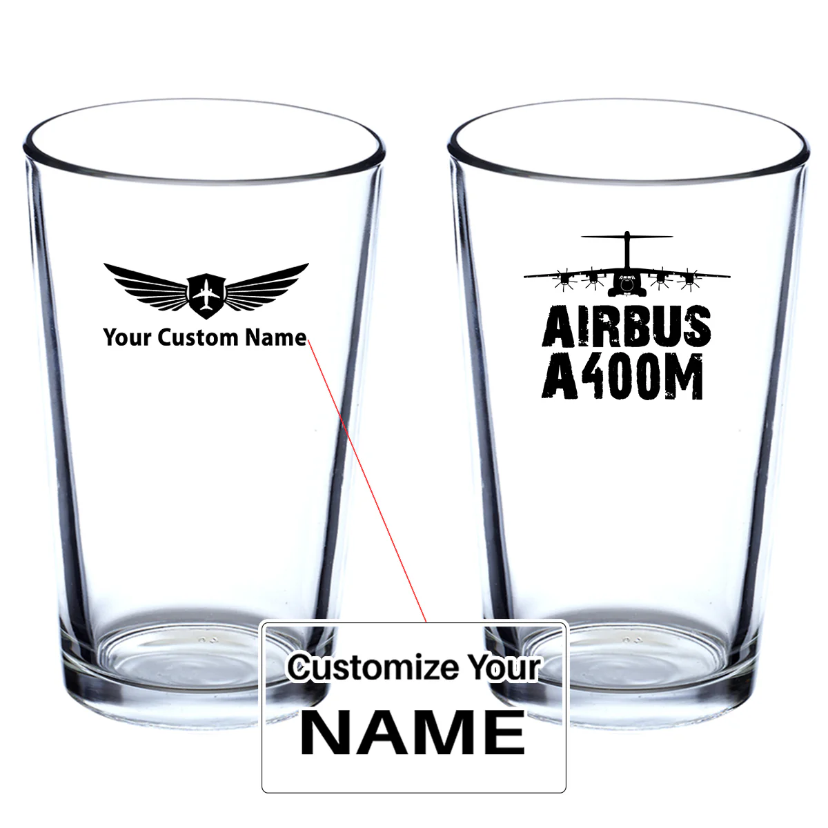 Airbus A400M & Plane Designed Beer & Water Glasses