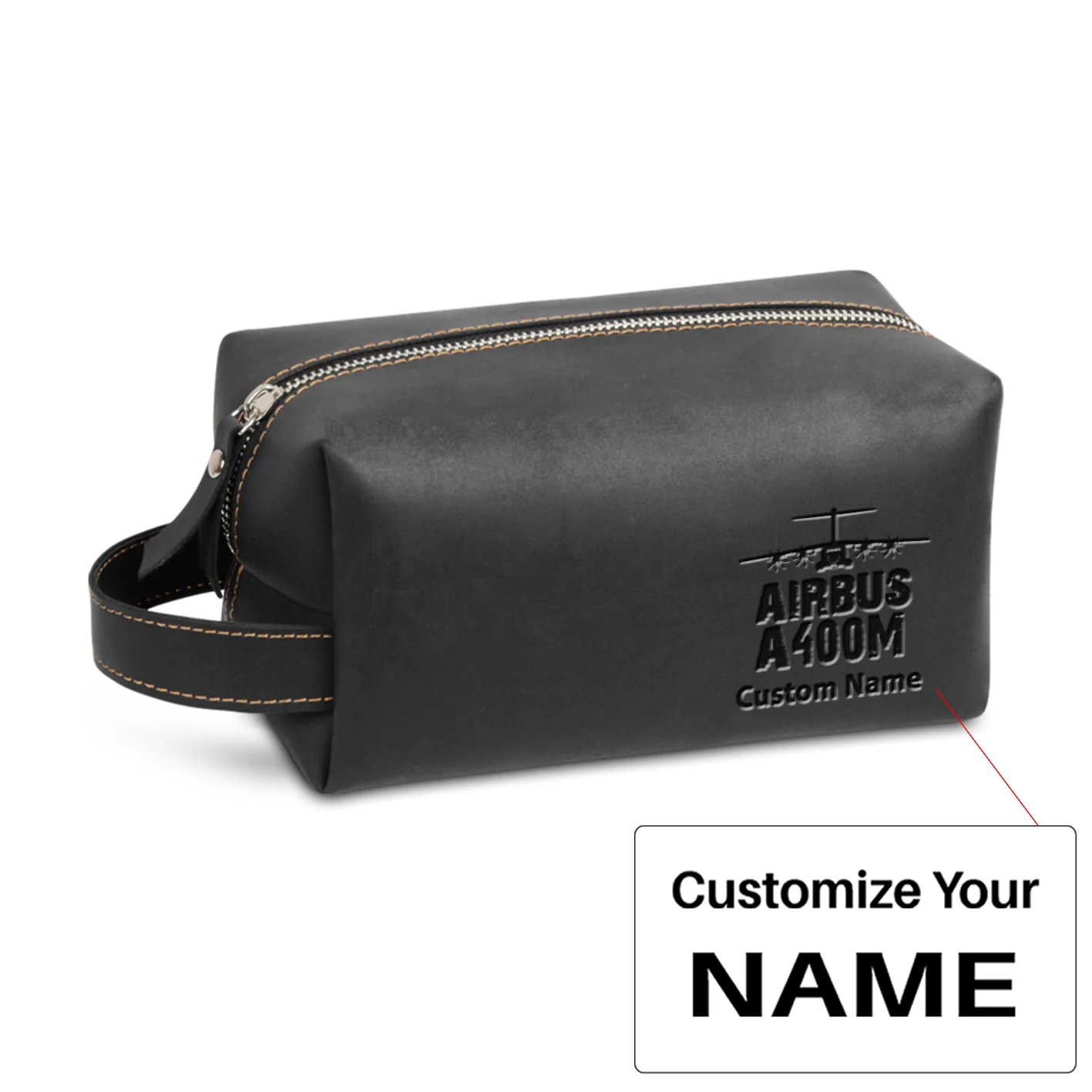 Airbus A400M & Plane Designed Leather Clutch Toiletry Bag - Image 3