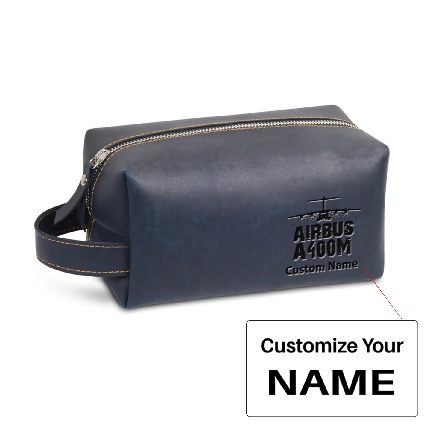 Airbus A400M & Plane Designed Leather Clutch Toiletry Bag - Image 7