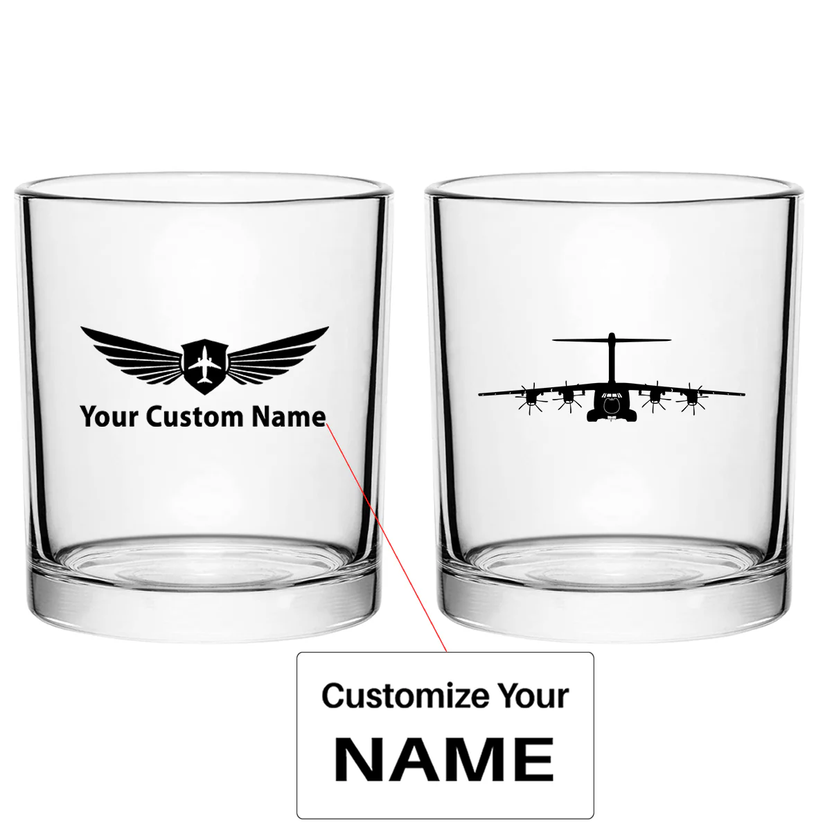 Airbus A400M Silhouette Designed Special Whiskey Glasses