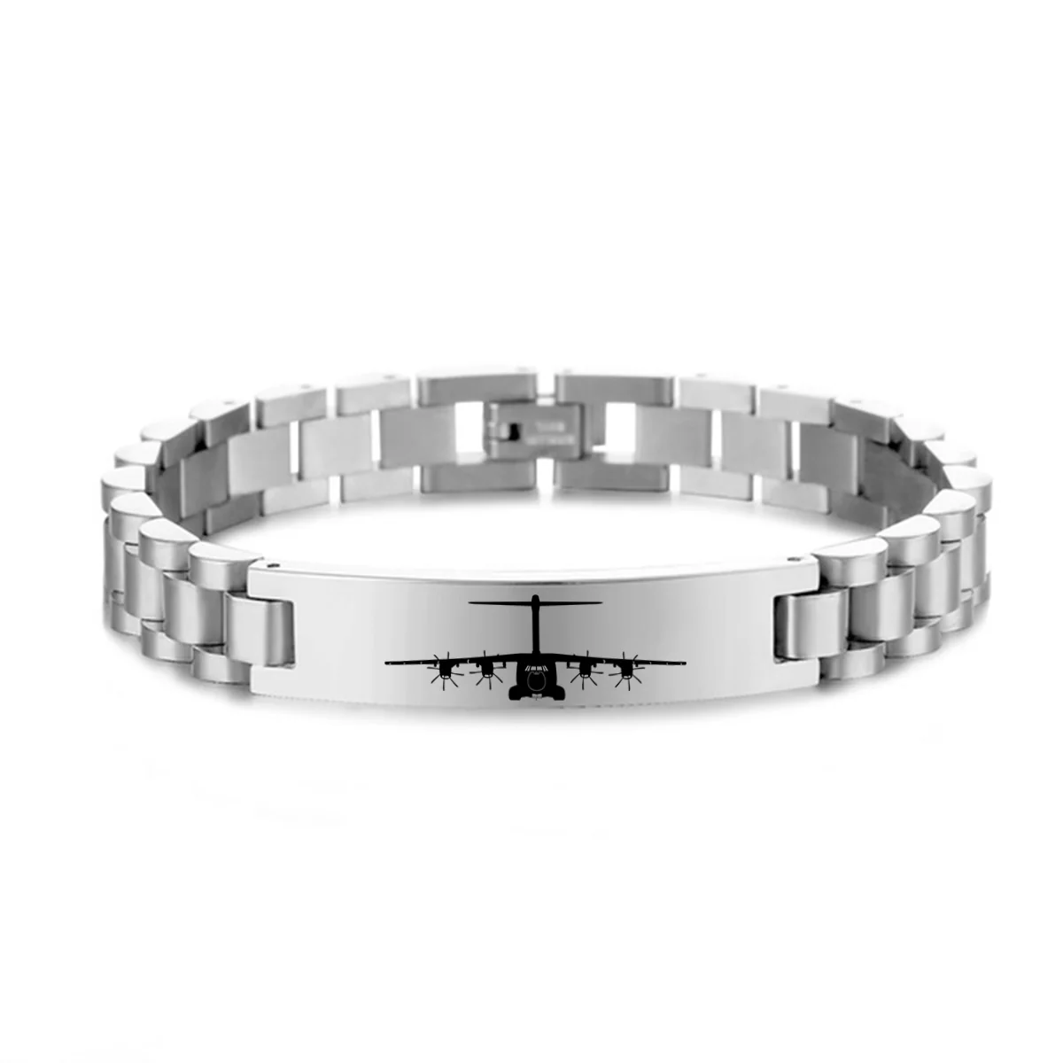 Airbus A400M Silhouette Designed Stainless Steel Chain Bracelets - Image 2