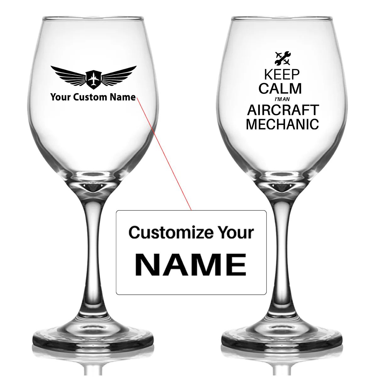 Aircraft Mechanic Designed Wine Glasses