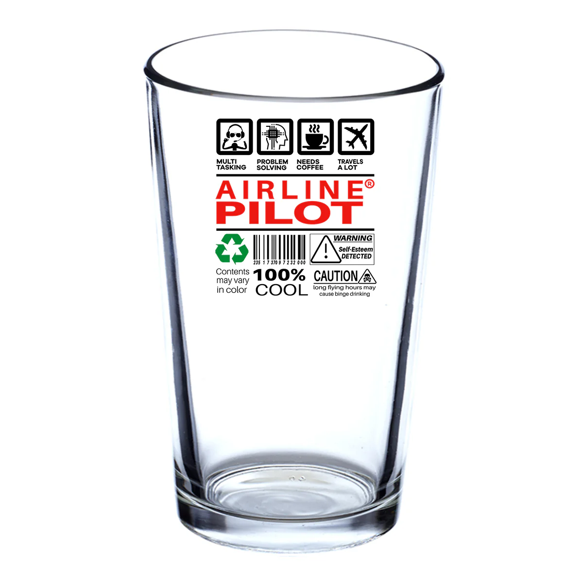 Airline Pilot Label Designed Beer & Water Glasses - Image 2