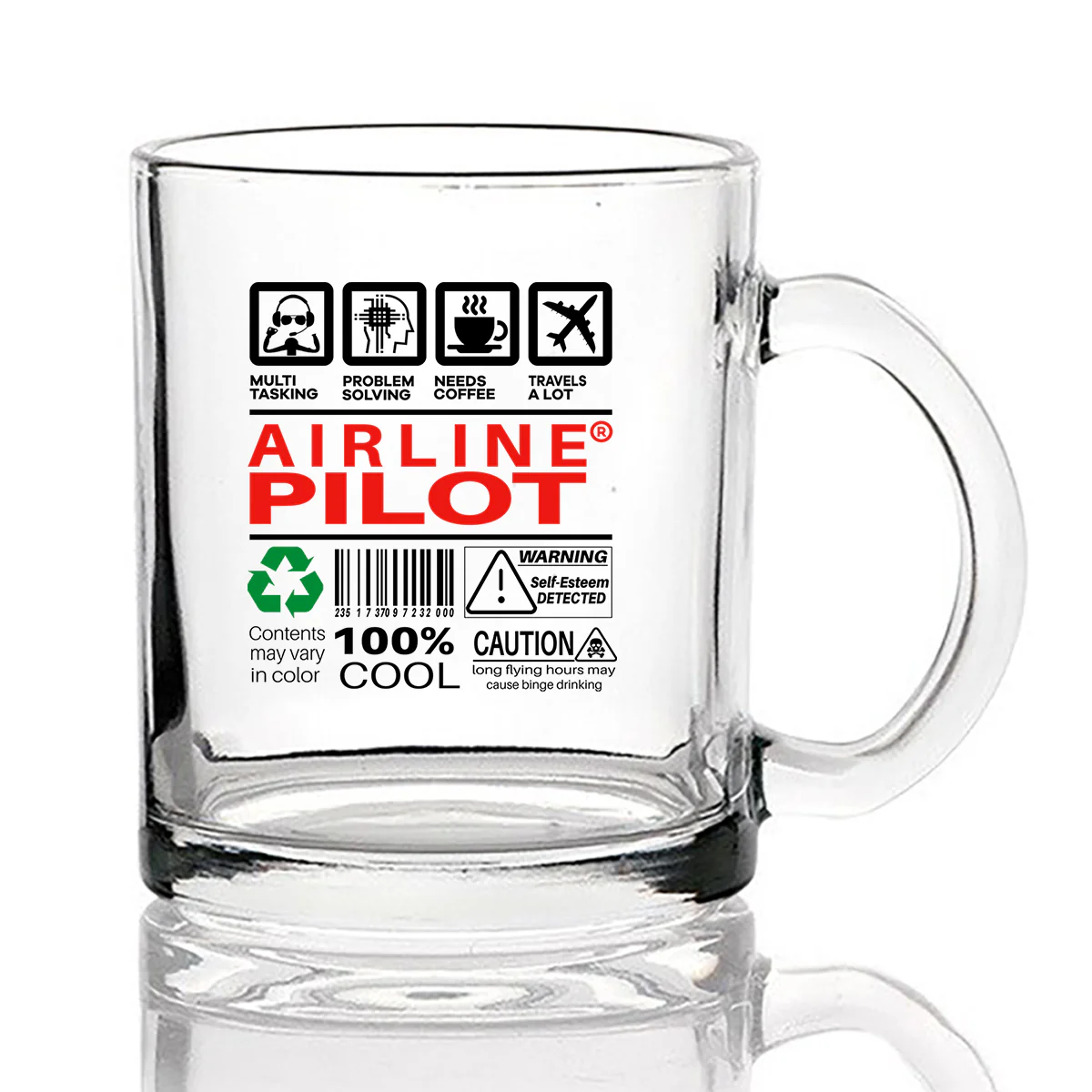 Airline Pilot Label Designed Coffee & Tea Glasses - Image 2