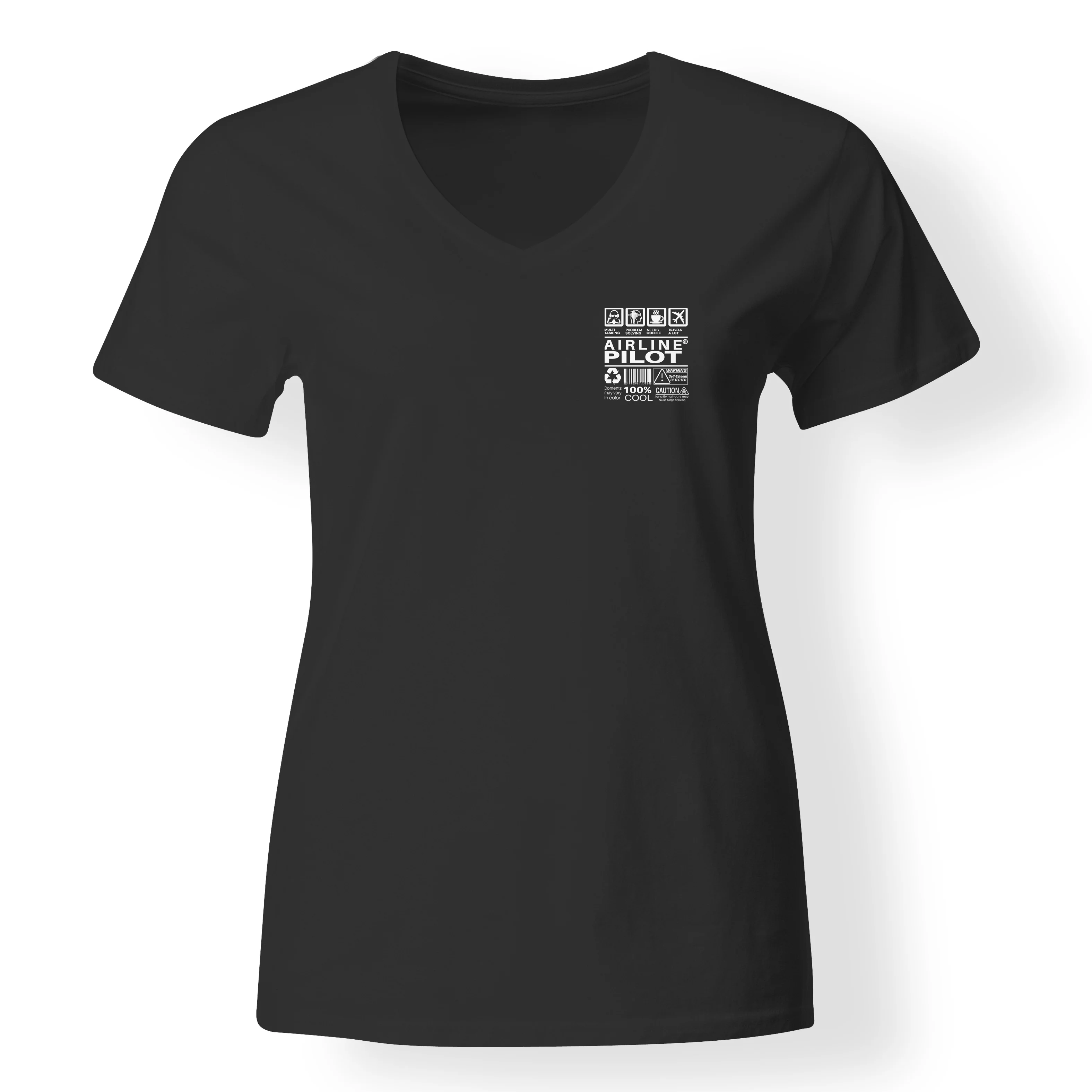 Airline Pilot Label Designed V-Neck T-Shirts - Image 4