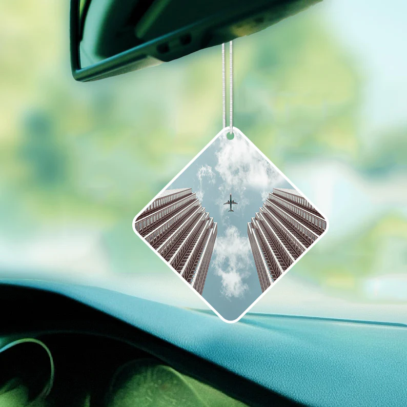 Airplane Flying over Big Buildings Designed Car Air Fresheners