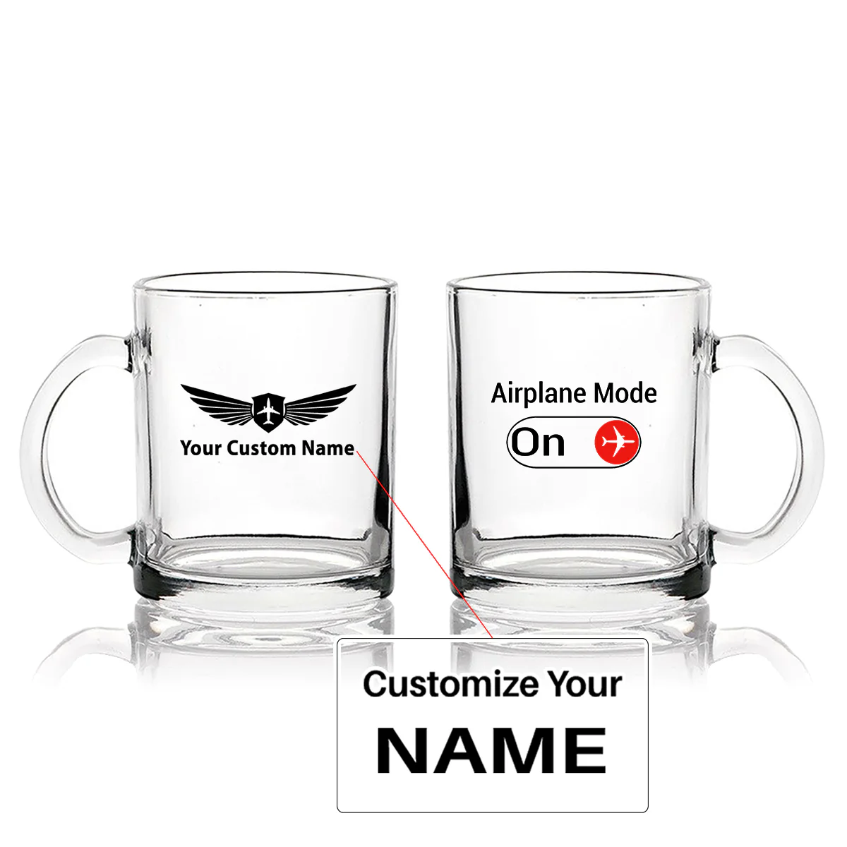 Airplane Mode On Designed Coffee & Tea Glasses