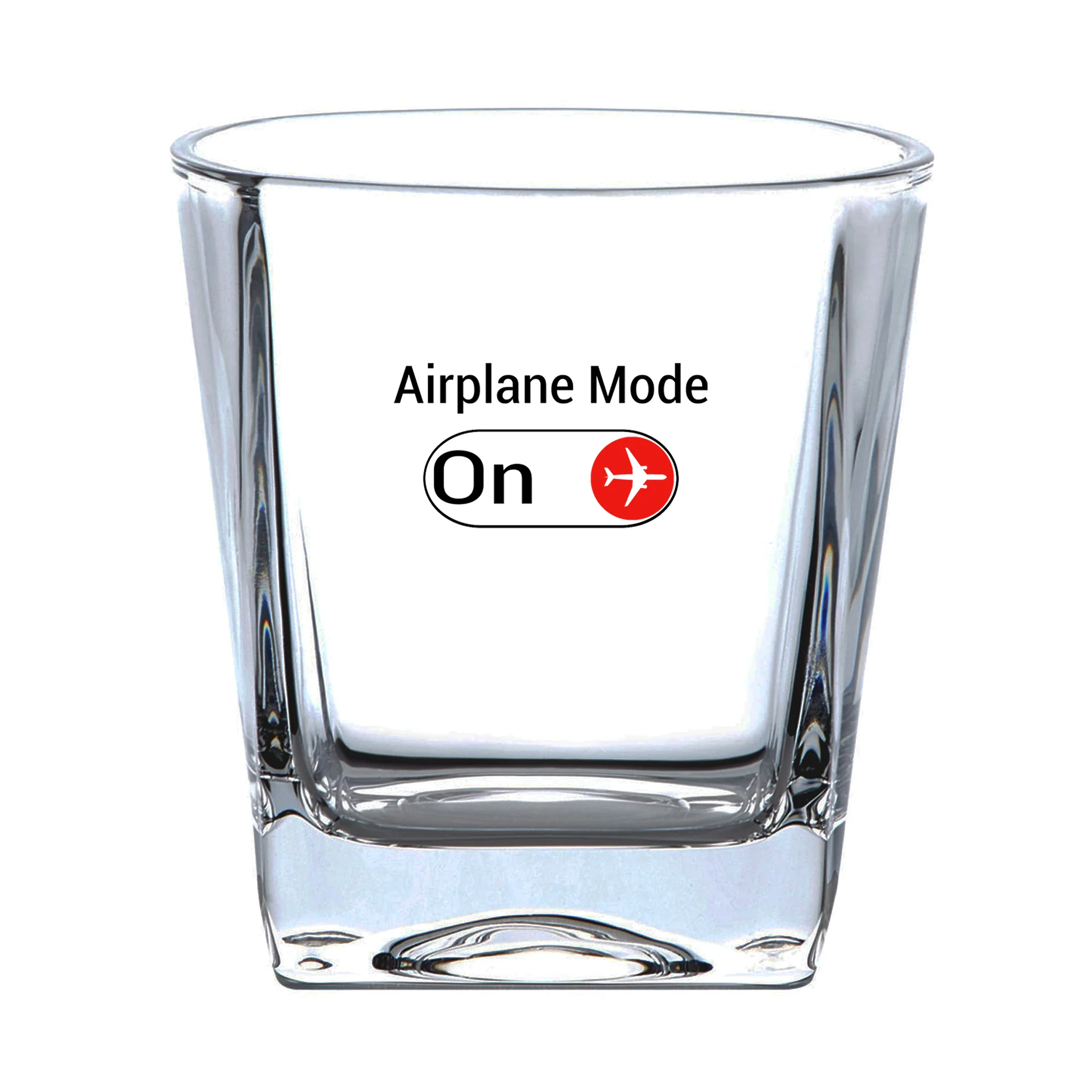 Airplane Mode On Designed Whiskey Glass - Image 2