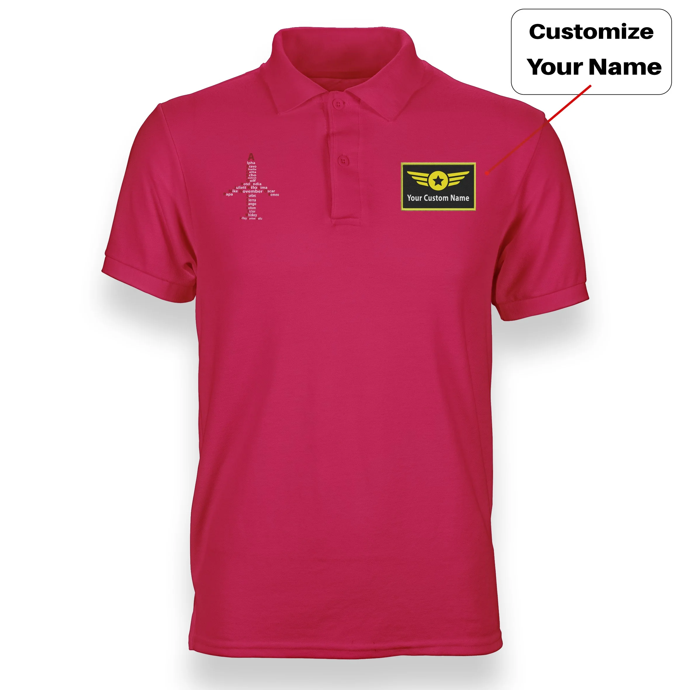 Airplane Shape Aviation Alphabet Designed "WOMEN" Polo T-Shirts - Image 5