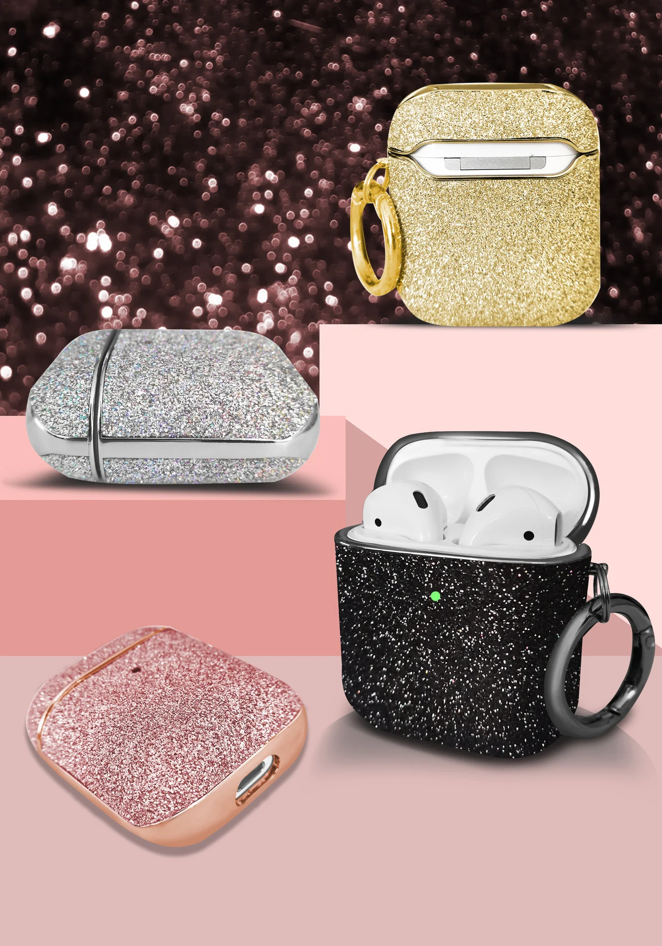 AirPods Pro/2/3 Hard Case: Electroplated Finish with Sparkling Glitter & Rhinestones - Protective & Chic - Image 6