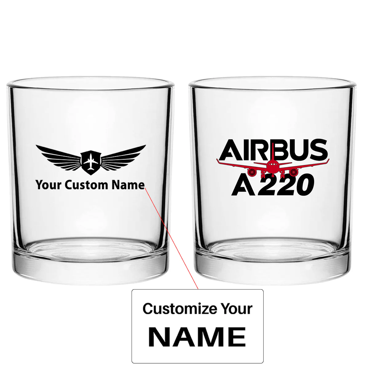 Amazing Airbus A220 Designed Special Whiskey Glasses