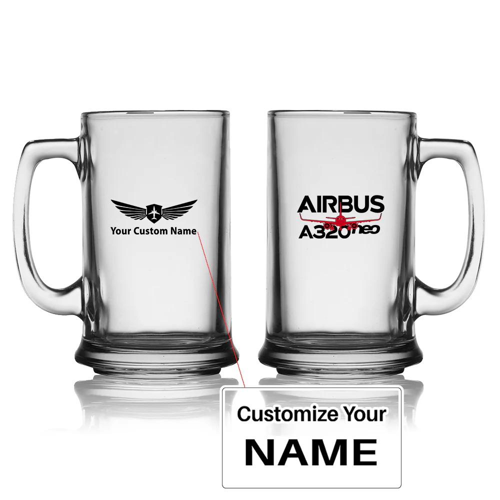 Amazing Airbus A320neo Designed Beer Glass with Holder
