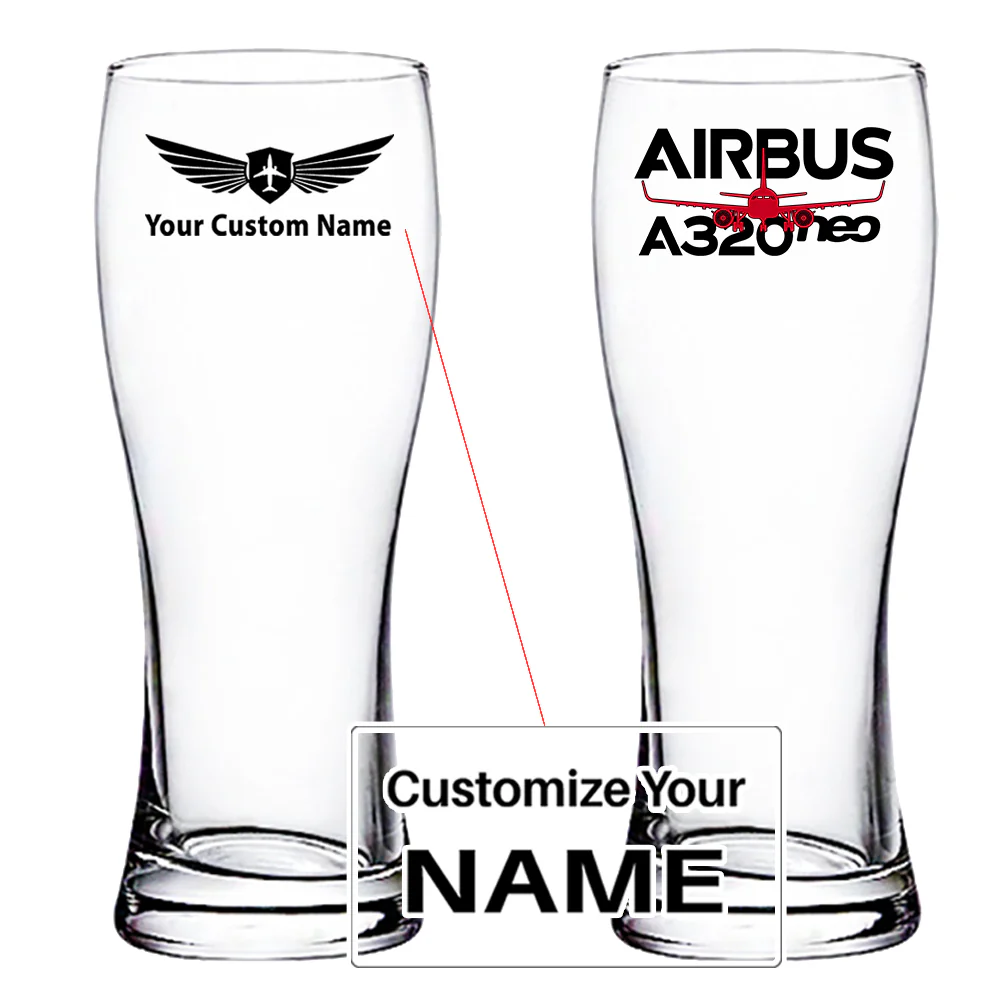 Amazing Airbus A320neo Designed Pilsner Beer Glasses