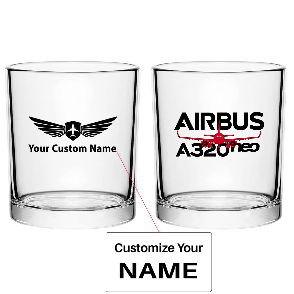 Amazing Airbus A320neo Designed Special Whiskey Glasses