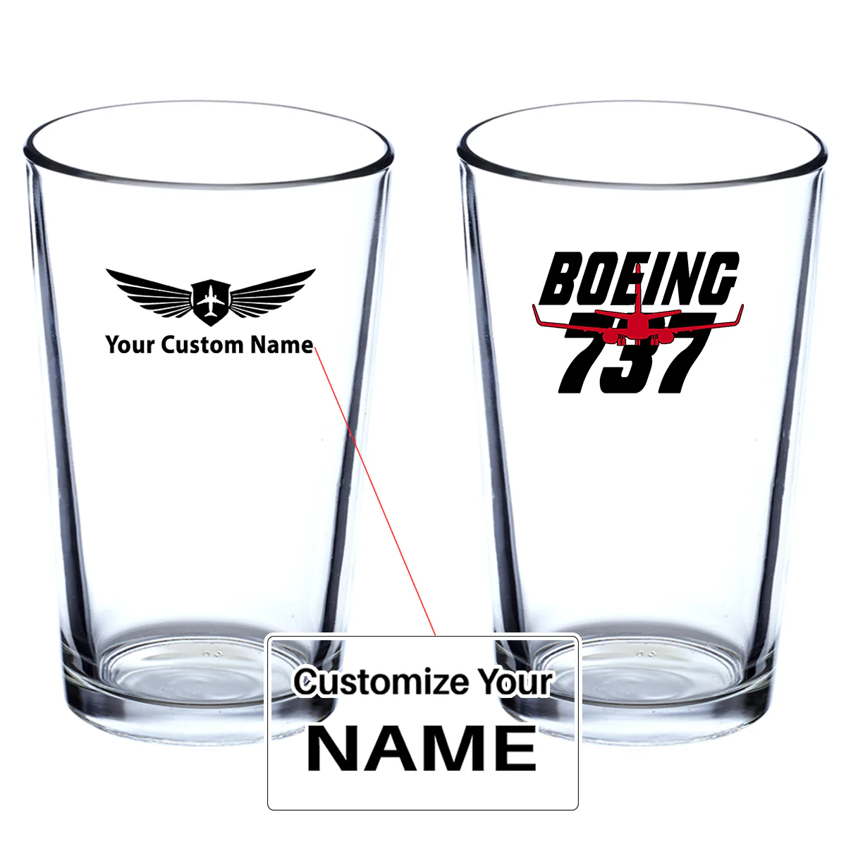 Amazing Boeing 737 Designed Beer & Water Glasses