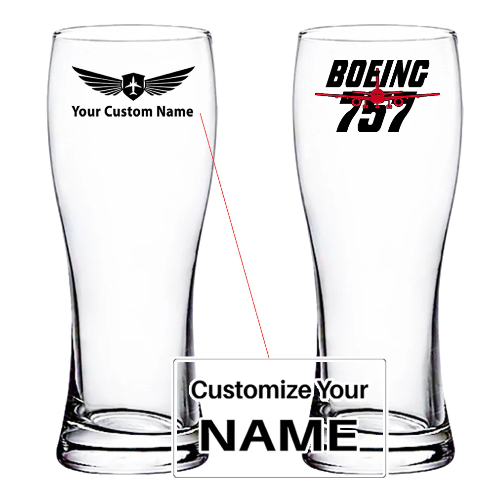 Amazing Boeing 757 Designed Pilsner Beer Glasses