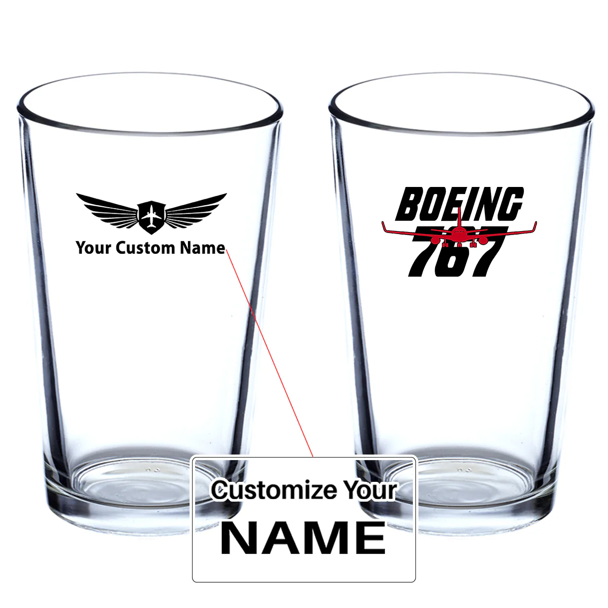 Amazing Boeing 767 Designed Beer & Water Glasses