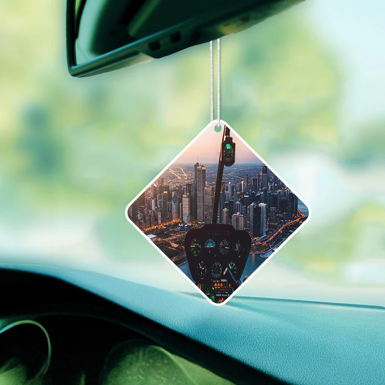 Amazing City View from Helicopter Cockpit Designed Car Air Fresheners