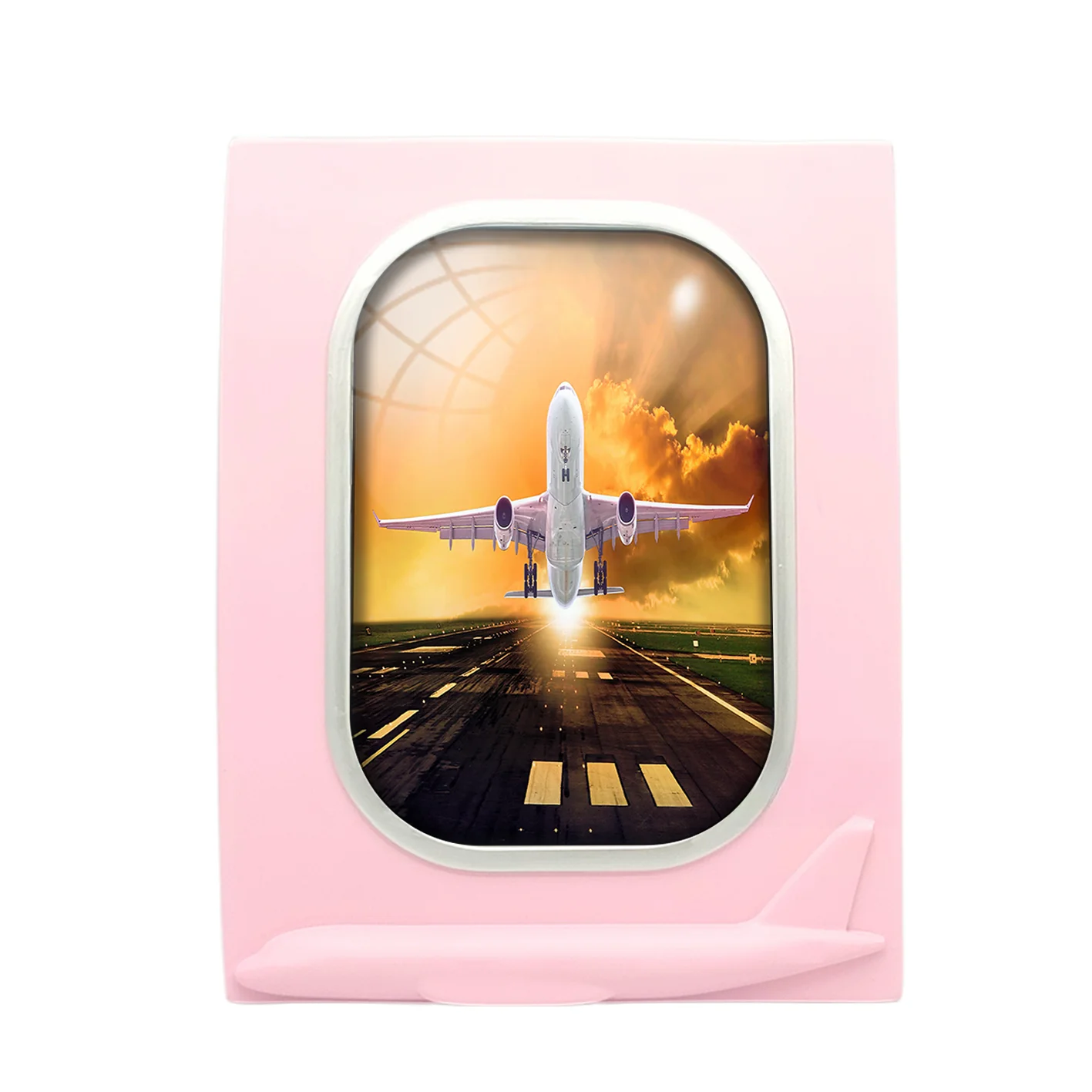 Amazing Departing Aircraft Sunset & Clouds Behind Designed Airplane Window Photo Frame - Image 3