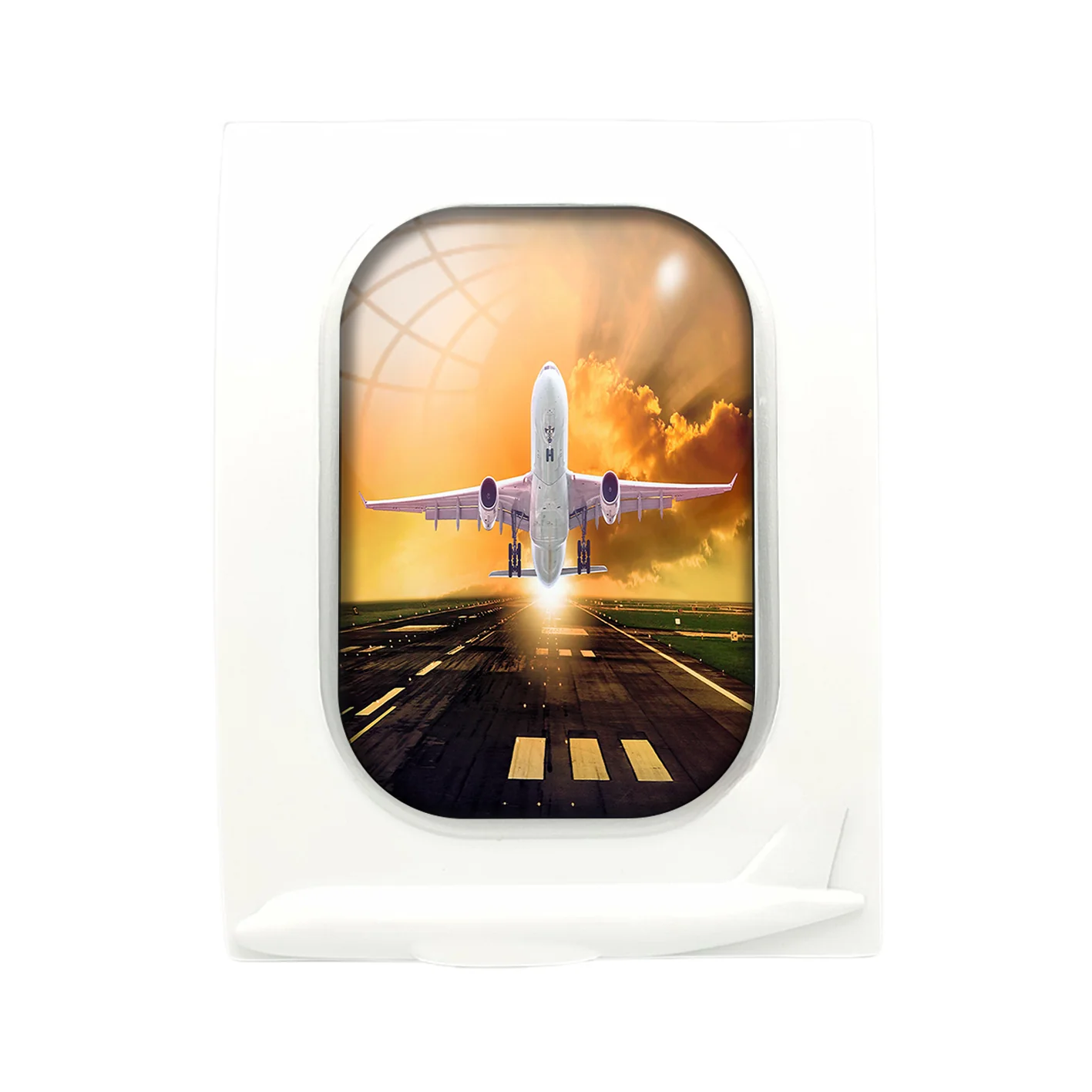 Amazing Departing Aircraft Sunset & Clouds Behind Designed Airplane Window Photo Frame - Image 4