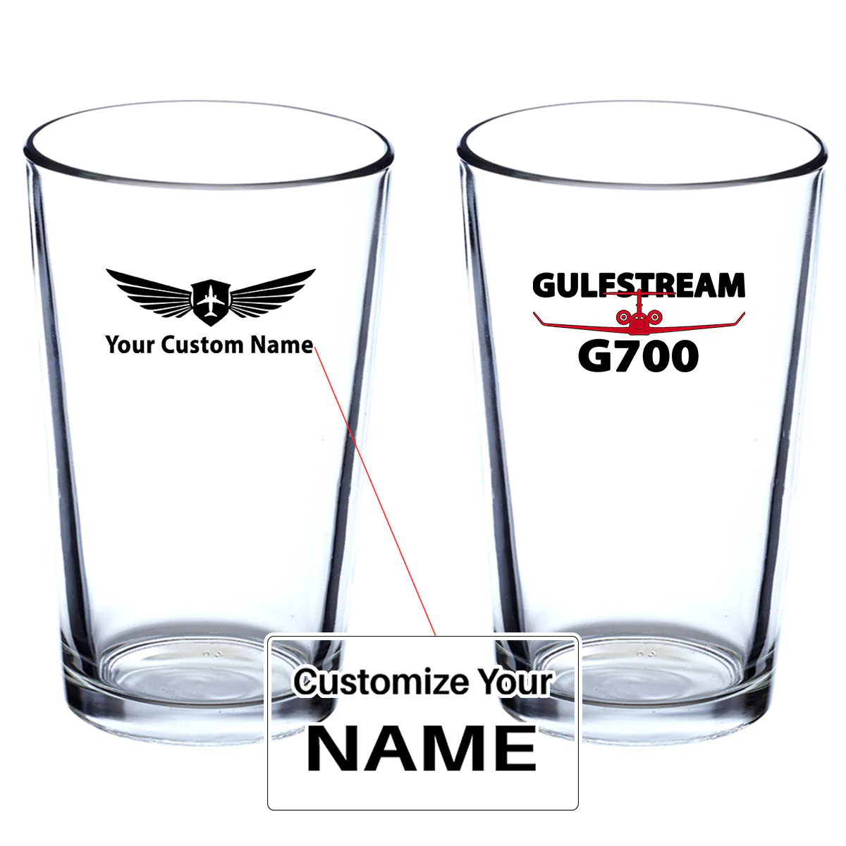 Amazing Gulfstream G700 Designed Beer & Water Glasses