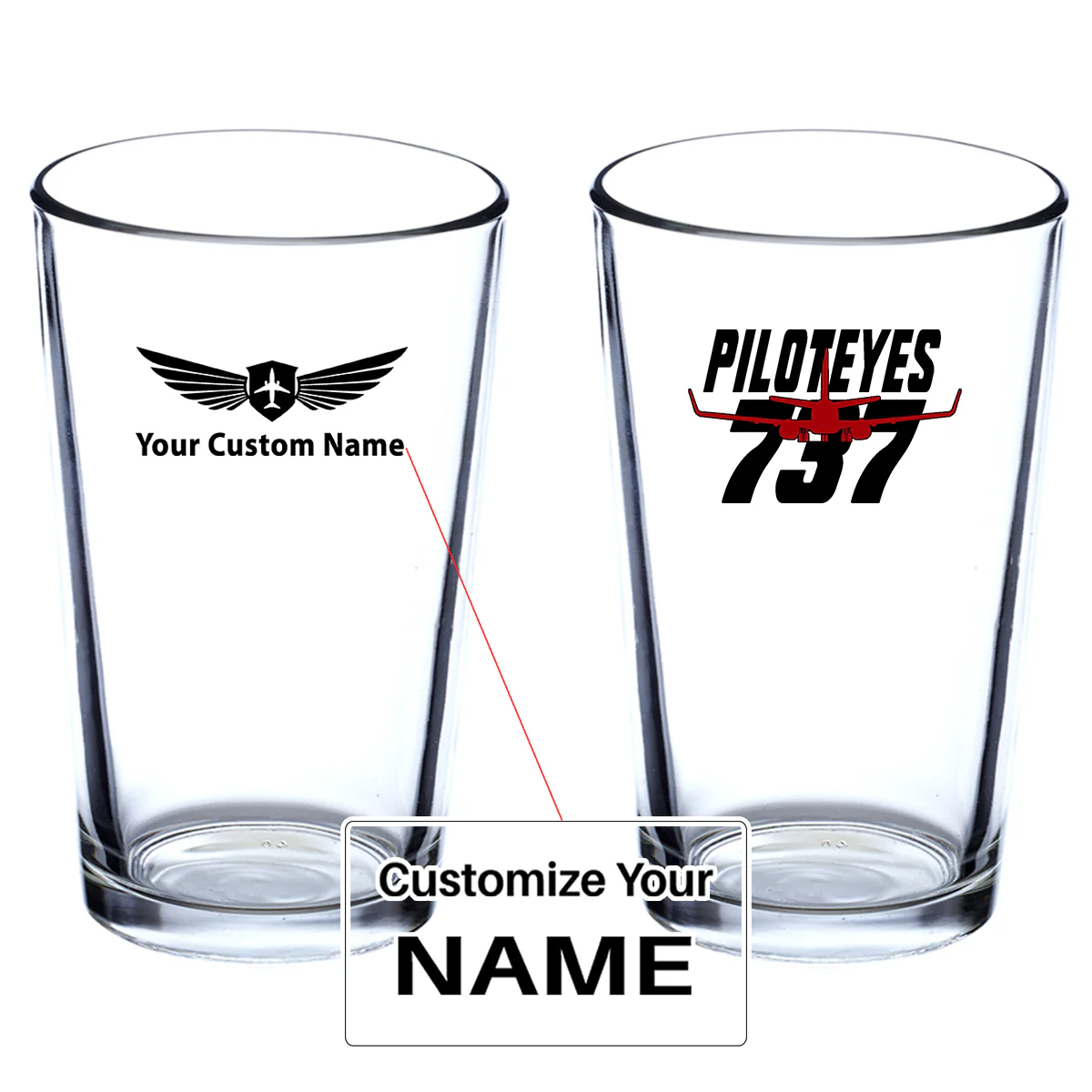 Amazing Piloteyes737 Designed Beer & Water Glasses
